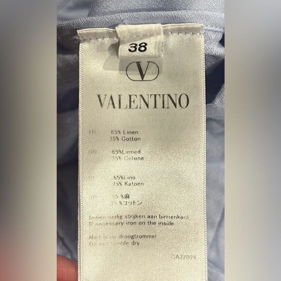 Valentino light blue linen blend crop trouser pants size 38 ( us 2) - Picture 9 of 11